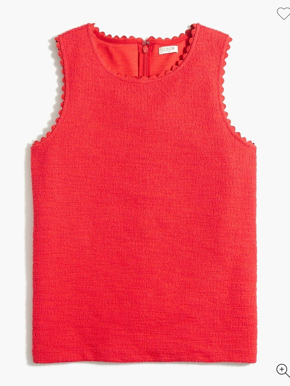 NWT J.Crew Women's Red Textured Scalloped Trim Tank Top